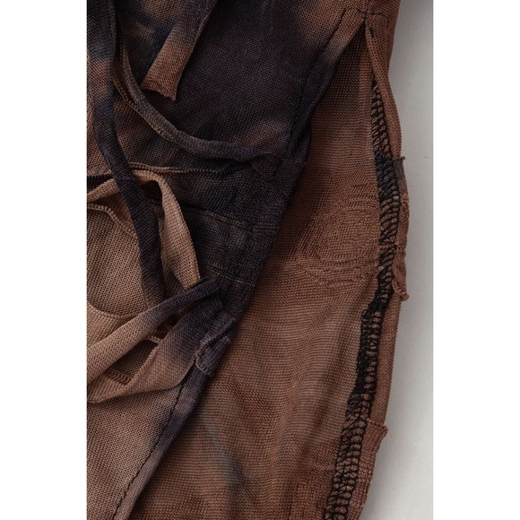 Micas Tie Dye Distressed Mesh Slit Halter Maxi Dress BROWN size XL - mordernwear.com Micas Tie Dye Distressed Mesh Slit Halter Maxi Dress BROWN size XL - mordernwear.com